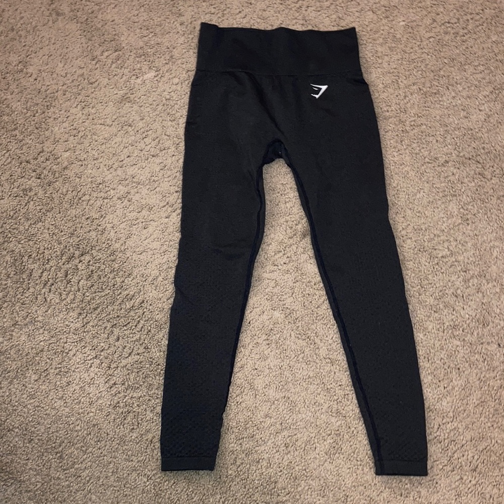 GYMSHARK VITAL SEAMLESS LEGGINGS-BLACK MARL-SMALL
